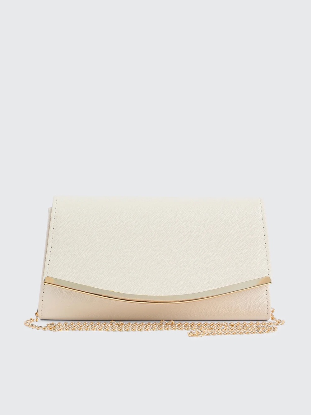 NWT Ardene Elegant Ivory Chain Clutch with Gold Accent